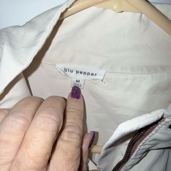 Blu Pepper Utility Jacket Cream and Pink Color Block - Picture 5 of 6